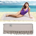 thumbnail image 4 of Nova Luxury Linen Quick Dry Turkish Beach Towels 100% Organic Cotton, Light Gray, 4 of 7