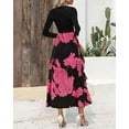 thumbnail image 4 of FreshPretty Womens Floral Maxi Dress Spring Summer Casual Crewneck Long Sleeve Ruffle Flowy Cocktail Wedding Guest Dresses, 4 of 7
