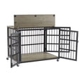 thumbnail image 5 of Pefilos 38" Heavy Duty Dog Crate for Small Dogs, Furniture Style Dog House with Wheels, Indoor Dog Cage Wrought Iron Frame Door with Side Openings, Gray, 5 of 10