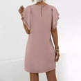 thumbnail image 4 of ShomPort Summer Work Dress for Women Fashion Ruffle Sleeve Round Neck Solid Color Mini Dresses, 4 of 5