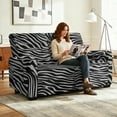 thumbnail image 2 of TSOVTHRID Gray Zebra Stripe Print Reclining Loveseat Covers with Elastic Bottom 6-Piece Loveseat Recliner Cover, Washable Stretch Sofa Furniture Protector for Pets Dogs, 2 of 7