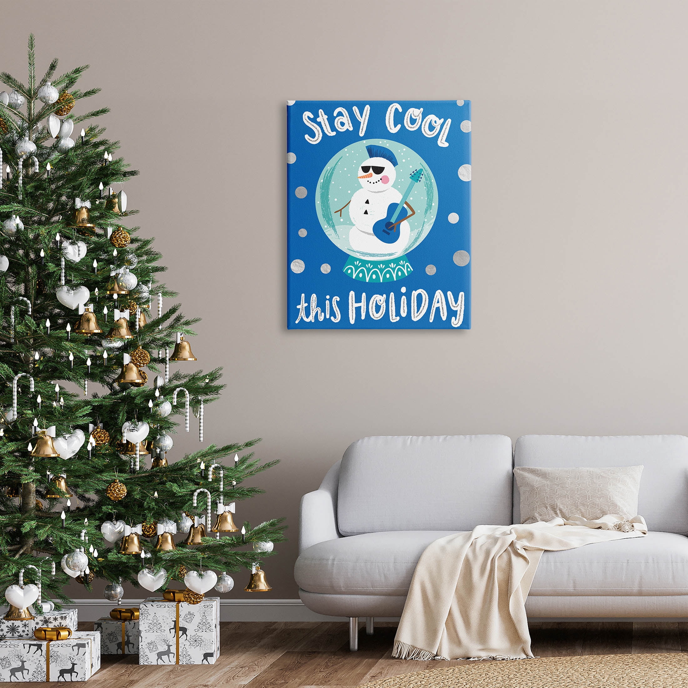 Stay Cool This Holiday Musician Snowman Holiday Graphic Art Gallery Wrapped Canvas Print Wall Art