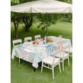 thumbnail image 4 of Outdoor Tablecloth with Umbrella Hole for Patio/Picnic/Party, Teal Red Jellyfish Coastal Waterproof Table Cloth Rectangle Table Cover Washable, Summer Beach Coral Starfish Nautical (60"x 102"), 4 of 8