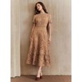 thumbnail image 6 of Khaki Dress With Short Sleeve And Ruffled High-Low Hem, 6 of 30
