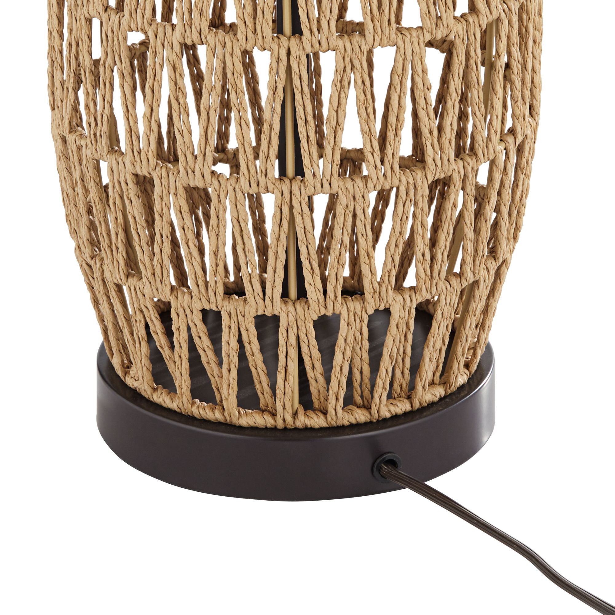 360 Lighting San Carlos Coastal Modern Table Lamps 29" Tall Set of 2 Natural Rattan Wicker Oatmeal Fabric Drum Shade for Bedroom Living Room Bedside