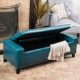 thumbnail image 2 of Pouf de Rangement Lynn en Faux Cuir avec Clous, Sarcelle, 2 of 7