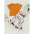 thumbnail image 4 of Bagilaanoe 2pcs Toddler Baby Girl Long Pants Set Print Short Sleeve T-shirt Tops + Flare Trousers 9M 12M 2T 3T 4T 5T Kids Casual Outfits, 4 of 9