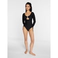 thumbnail image 2 of No Boundaries Cut Out One Piece Swimsuit with Long Sleeves, Women's XXS-XXL, 2 of 5