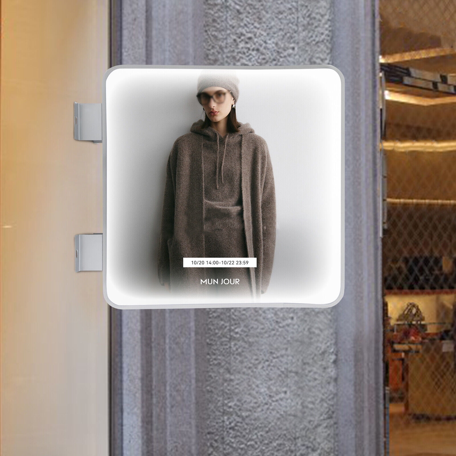 Square LED Advertising Light Box, Waterproof Double-Sided Lighted Advertising Board for Display, Illuminated Signage for Business