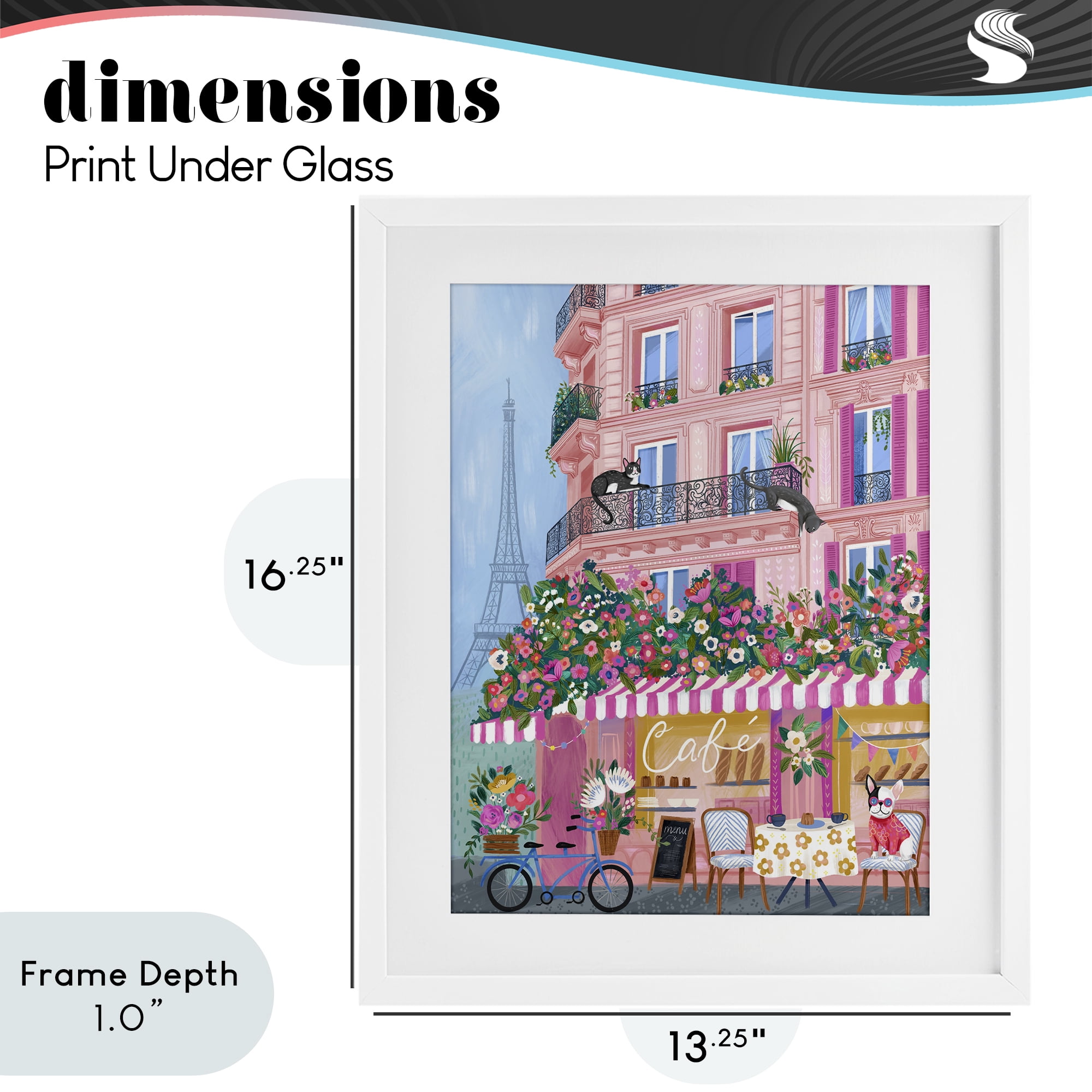 Stupell Industries Cats on Cafe Balcony White Framed Print Under Glass, design by Arrolynn Weiderhold