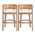 thumbnail image 2 of Christopher Knight Home 29.5" Upholstered Bar Stools, Wood Frame with Rattan Back, Natural, Set of 2, 2 of 8