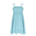 thumbnail image 5 of lcziwo Girls Spaghetti Strap Smocked Dress Layered Beach Sundress A-Line Midi Dresses Blue 10-11 Years, 5 of 8