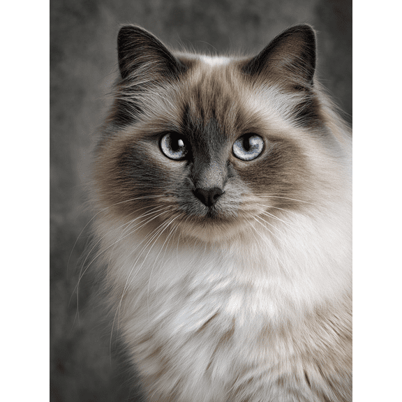 Birman Cat Portrait Canvas Print Wall Art for Living Room Bedroom Office Home Pet Lover Gift Decor