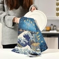 thumbnail image 5 of GZHJMY The Great Wave Kanaga Kitchen Dish Towel Set, Drying Kitchen Towels Tea Towels Gift Set for Drying Cleaning Cooking Baking 4Pcs, 5 of 6