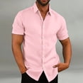 thumbnail image 2 of Qwertyu Men's Casual Button Down Shirts Short Sleeve Summer Beach Shirt Fashion Vacation Wedding Shirts Pink M, 2 of 5