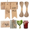 thumbnail image 1 of Paquete de 100 etiquetas de papel kraft, etiquetas de regalo de 7 x 2 cm, colgantes de etiquetas de papel kraft con cuerda de yute de 20 m para regalos de boda, manualidades, embalaje de, 1 of 7