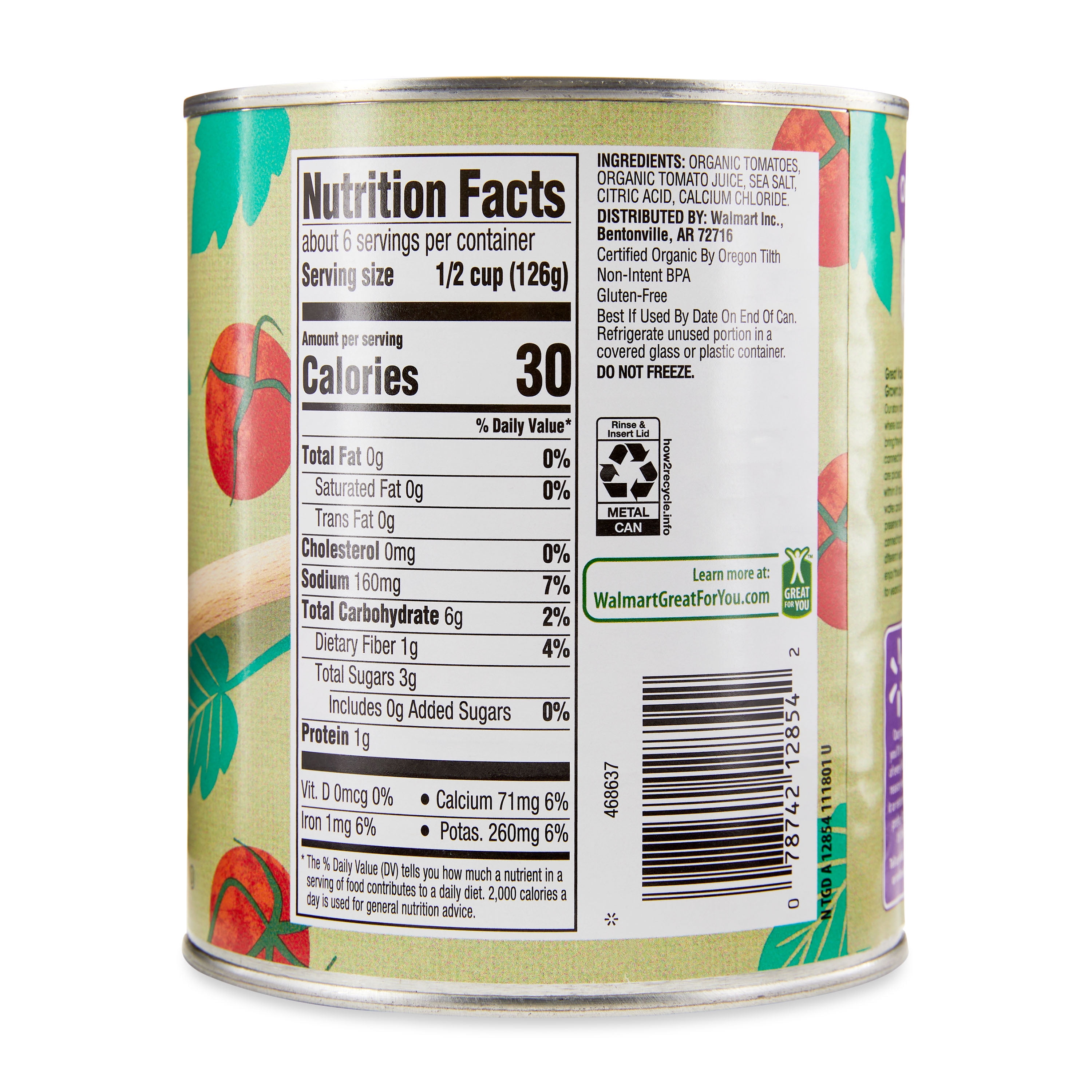(3 pack) Great Value Organic Diced Tomatoes in Tomato Juice, 28 oz