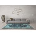 thumbnail image 3 of Ahgly Company Indoor Square Medallion Light Blue Traditional Area Rugs, 7' Square, 3 of 4