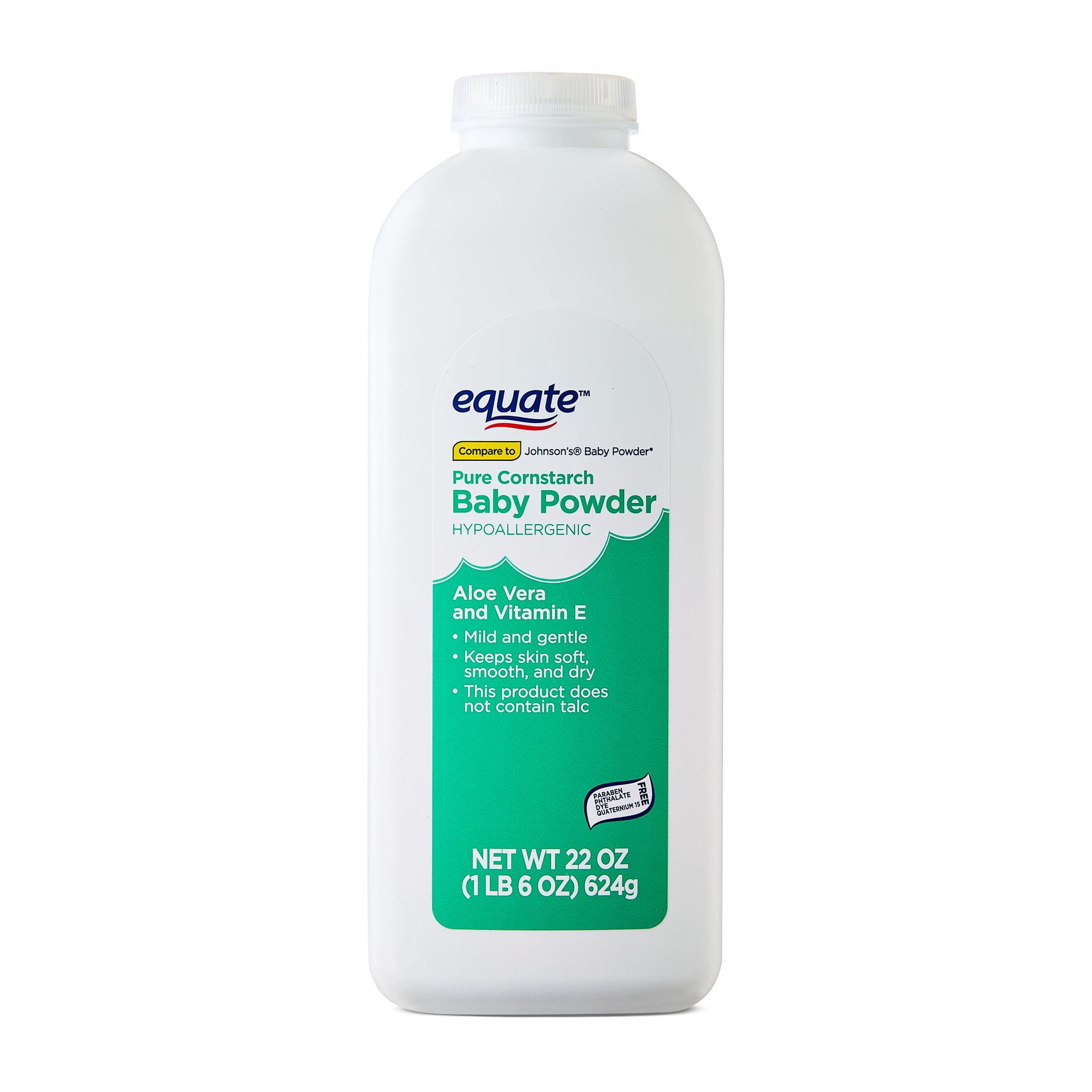 Equate Cornstarch Baby Powder with Aloe & Vitamin E, 22 oz