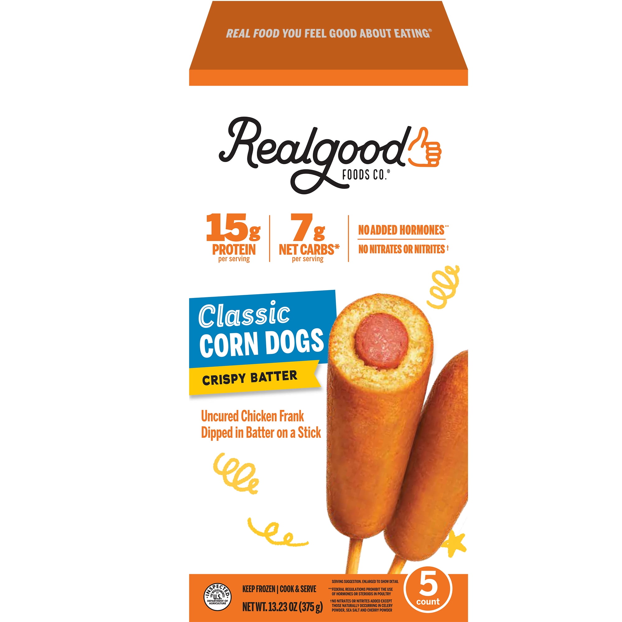 Realgood Foods Co. Classic Chicken Corn Dogs, 5 Ct (Frozen)