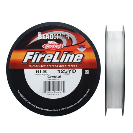 Braided Bead Thread - FireLine Braided Beading Thread, 6lb Test and 0.006 Thick, 125 Yards, Crystal Clear
