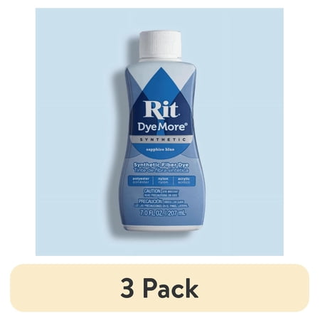 (3 pack) Rit Dyemore Dye for Synthetics, Sapphire Blue, 7 fl. oz.