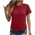 thumbnail image 2 of Posijego Summer Tops for Women Textured Short Sleeve Crew Neck Casual T-Shirts Spring Soft Tunic Shirt for Ladies, 2 of 9