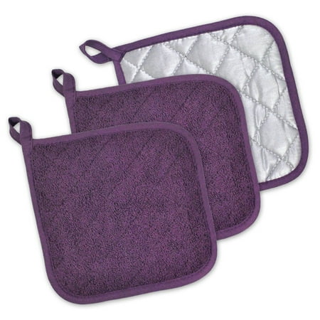 

Set of 3 Purple and Silver Square Potholders 7