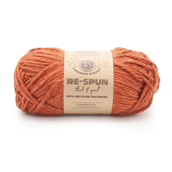 Lion Brand Re-Spun Thick & Quick® Yarn Cinnamon Stick #6 Super Bulky Recycled Polyester Yarn, 340g/ 204m-1CT