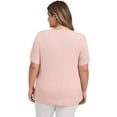 thumbnail image 3 of GRACE & GRANDEUR Women's Plus Size Blouses Pleated Short Sleeve Round Neck Casual Ruffle Summer Tops 2X Pink, 3 of 5