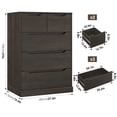 thumbnail image 7 of Homfa 5 Drawer Tall Dresser, Wood Storage Nightstand Chest of Drawers with Cutout Handles for Living Room, Dark Brown, 7 of 7