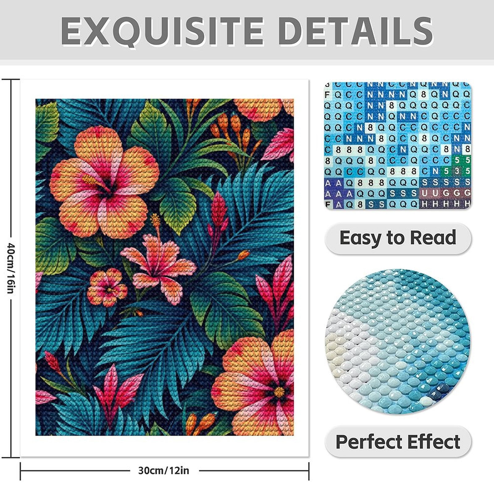 Diamond Art Kits for Adults - 5d Tropical Floral Pattern Lush Exotic Diamond Painting for Adults, Diamond Art for Adults Beginners, Frameless Diamond Painting Kits for Adults for Home Wall Decor