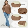 thumbnail image 3 of SHEWIN Womens Blouse Plus Size Tops Lace V Neck Long Sleeve T Shirts Dressy Eyelet Embroidered Tunics Top Spring Fall Blouses Camel 3X, 3 of 9