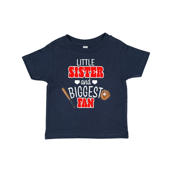 Inktastic Little Sister and Biggest Fan Baseball Glove and Bat Girls Baby T-Shirt