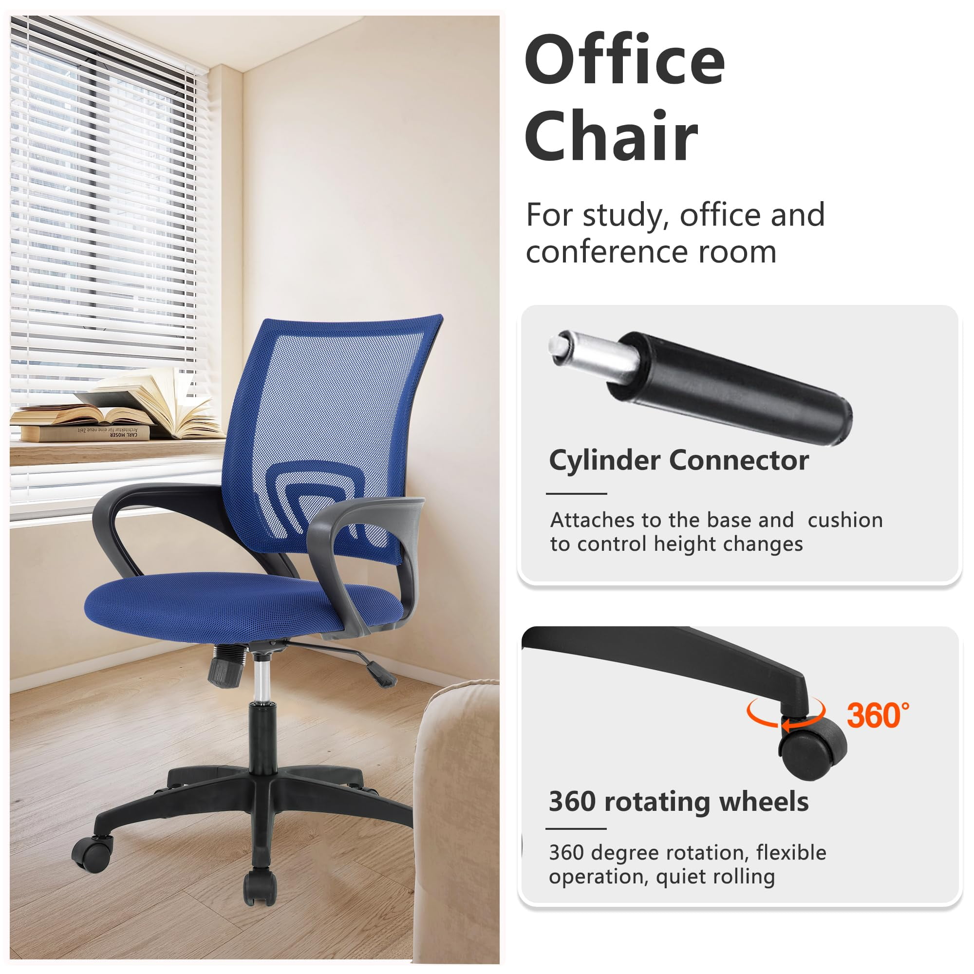 PayLessHere Blue Ergonomic Office Chair - Adjustable Mesh w/Lumbar Support