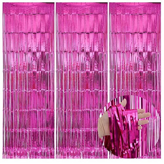 KIRIKOU 3 juegos de cortinas de frijol de lámina verde decoración de fiesta de fondo, 3,2 pies x 6,5 pies de lámina de aluminio metálico para la ducha de bebé de novia soltera de cumpleaños