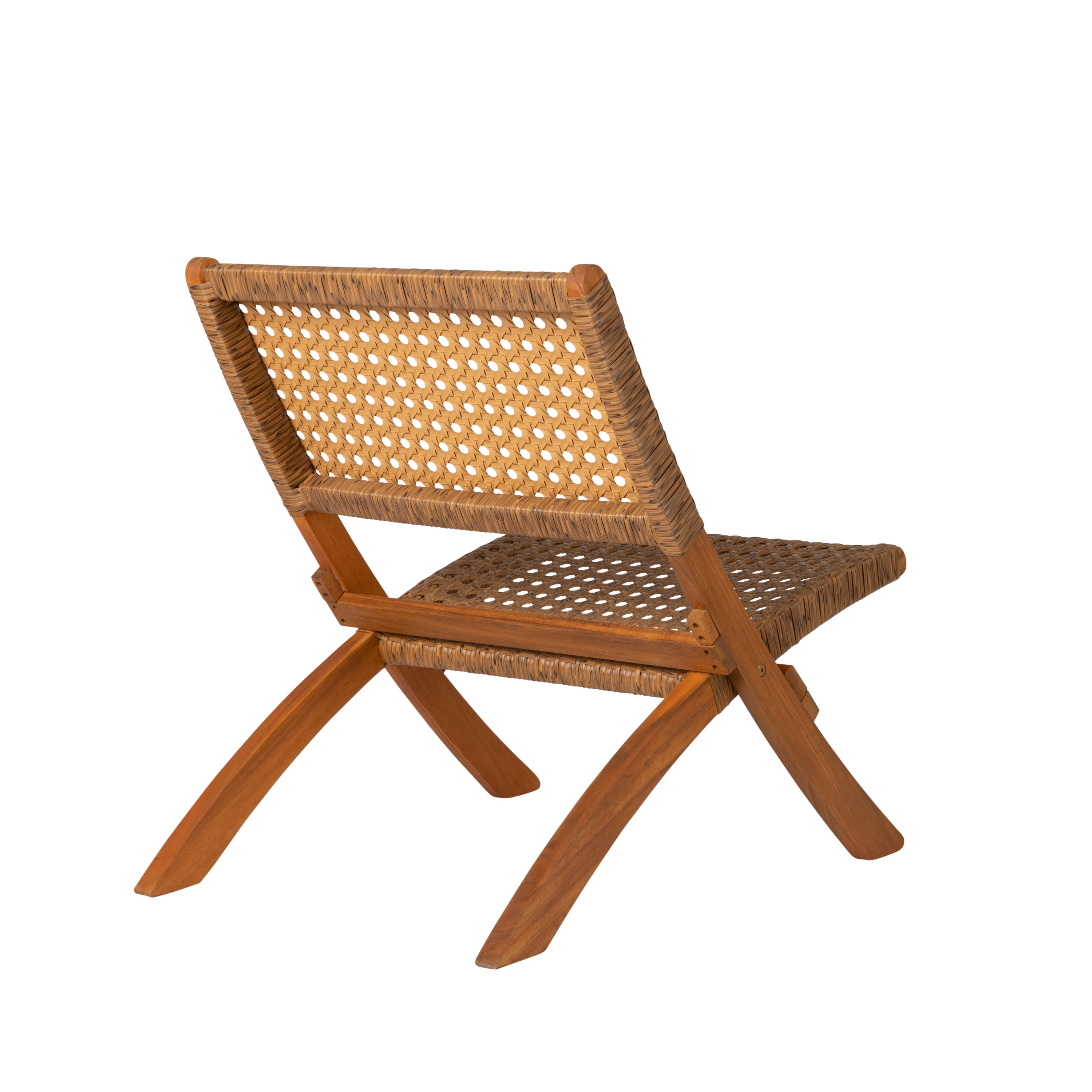 Balkene Home Sava Indoor Outdoor Folding Chair, Portable Seating Acacia Wood Woven Seat - Tan Webbing
