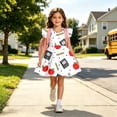 thumbnail image 4 of FUZHIQ Toddler Girls Back to School Print Dresses Ruffle Sleeve A-Line Flared Dress for School Daily Outfits,10-12 Years, 4 of 6