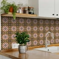 thumbnail image 2 of Mi Alma Peel & Stick Tiles - Orange Red Floral Vinyl Backsplash 12x12, 2 of 10