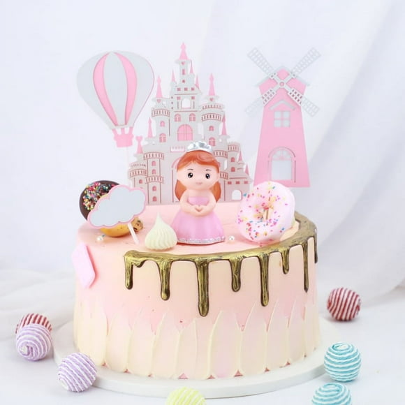 Cartoon Happy Birthday Cake Decorating Cute Prince Castle Balloons Cloud Cupcake Decorating Baby Shower Boy Kids Birthday Party Cake Decorating