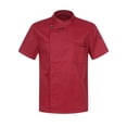 thumbnail image 1 of YUUMIN Unisex Men's Chef Jacket Chef Coat Hotel Kitchen Work Uniform Shirts Restaurant Cook Tops Burgundy Short Sleeve 4XL, 1 of 7