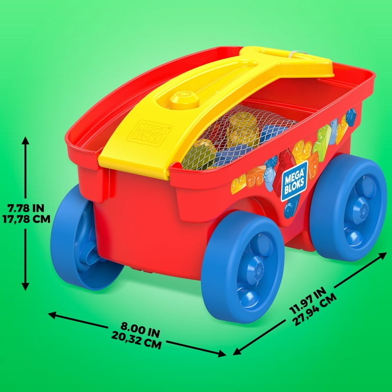 Mega Bloks First Builders Pull n Play Wagon with Big Building Blocks Building Toys for Toddlers 15 Pieces Walmart