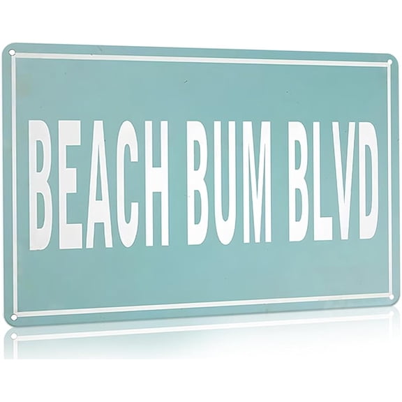 Vintage Summer Beach Sign Beach Bum Blvd Tin Sign Coastal Beachy Room Cottage Cabin Deck Decor 12 X 8 Inch