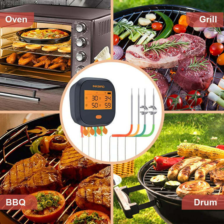 Inkbird WiFi Grill Meat Thermometer, Wireless Barbecue Meat Thermometer  Temperature Alarm for Oven