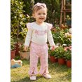 thumbnail image 5 of Cjfdfy Newborn Baby Girl Fall Clothes  Little Sister Embroidered Long Sleeve Romper Bell Bottom Pants And Headband Set Little Baby Cute Coming Home Fall Winter Outfit 0-18 Months, 5 of 9