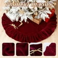 thumbnail image 4 of Sanmadrola Christmas Tree Skirt Red Luxury Ruffled Velvet Plush Fur Skirts Christmas Decorations Indoor Xmas Ornaments Holiday Decor for Home Party Holiday Decorations, 36in, 4 of 7