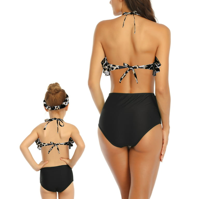 Nituyy Women Leopard Swimsuit Two Pieces Bikini Set Ruffle Swimwear Bathing  Suits 