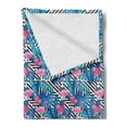 thumbnail image 2 of Banana Leaf Soft Flannel Fleece Blanket, Watercolor Tropic Pink Flamingos and Orchid with Blue Floral Plant Jungle Palm, Cozy Plush for Indoor and Outdoor Use, 50" x 60", Multicolor, by Ambesonne, 2 of 5
