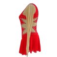 thumbnail image 3 of LIUHUO Custom Figure Skating Dress Girls Ladies Spandex Red with Shiny Linear Rhinestones Shoulders Chest Star shaped Waist Embellishments, 3 of 8