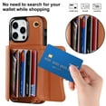 thumbnail image 2 of ELEHOLD Multi-Functional Wallet Case for iPhone 14 Pro Max 6.7" Organ Card Slots RFID Blocking Stand Function Wrist Strap Crossbody Shoulder Strap Shockproof Purse Case,Brown, 2 of 8